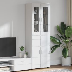 vidaXL Hoge kast FLORIN 60 x 35 x 182 cm Hoogglans wit Bewerkt hout