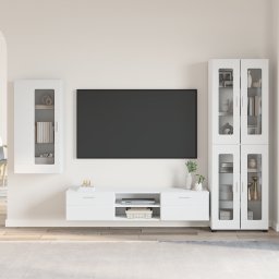vidaXL Tv-meubelset FLORIN 3 st Wit Bewerkt hout