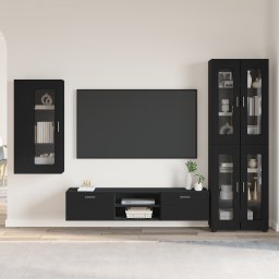 vidaXL Tv-meubelset FLORIN 3 st Zwart Bewerkt hout