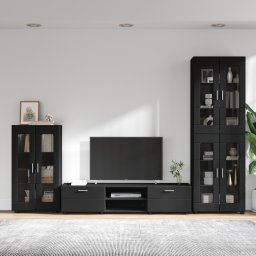 vidaXL Tv-meubelset FLORIN 3 st Zwart Bewerkt hout