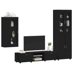 vidaXL Tv-meubelset FLORIN 3 st 150 x 39 x 30 cm Zwart Bewerkt hout