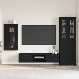 vidaXL Tv-meubelset FLORIN 3 st Zwart Bewerkt hout