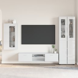 vidaXL Tv-meubelset FLORIN 3 st Hoogglans wit Bewerkt hout