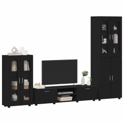 vidaXL Tv-meubelset FLORIN 3 st 150 x 39 x 30 cm Zwart Bewerkt hout
