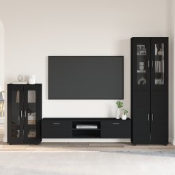 vidaXL Tv-meubelset FLORIN 3 st Zwart Bewerkt hout