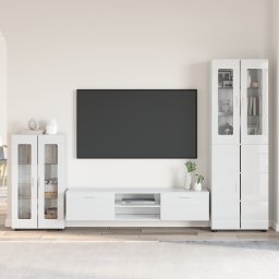vidaXL Tv-meubelset FLORIN 3 st Hoogglans wit Bewerkt hout