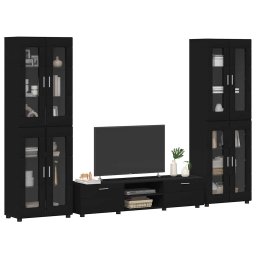 vidaXL Tv-meubelset FLORIN 3 st 150 x 39 x 30 cm Zwart Bewerkt hout