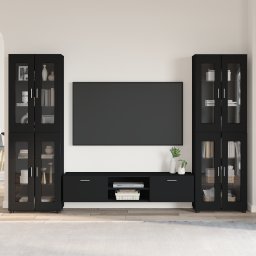 vidaXL Tv-meubelset FLORIN 3 st Zwart Bewerkt hout