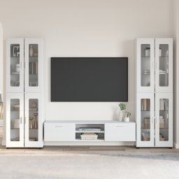 vidaXL Tv-meubelset FLORIN 3 st Hoogglans wit Bewerkt hout