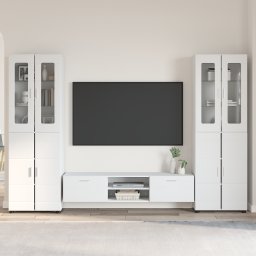 vidaXL Tv-meubelset FLORIN 3 st Wit Bewerkt hout