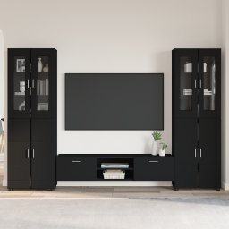 vidaXL Tv-meubelset FLORIN 3 st Zwart Bewerkt hout