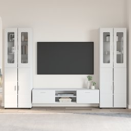 vidaXL Tv-meubelset FLORIN 3 st Hoogglans wit Bewerkt hout