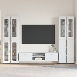 vidaXL Tv-meubelset FLORIN 3 st Wit Bewerkt hout