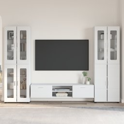 vidaXL Tv-meubelset FLORIN 3 st Hoogglans wit Bewerkt hout