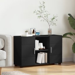 vidaXL Dressoir FLORIN 88,5 x 30,5 x 55,5 cm Zwart Bewerkt hout