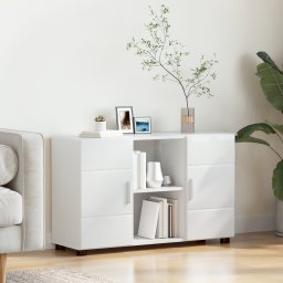 vidaXL Dressoir FLORIN 88,5 x 30,5 x 55,5 cm Hoogglans wit