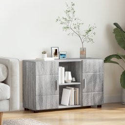 vidaXL Dressoir FLORIN 88,5 x 30,5 x 55,5 cm Grijs Sonoma Bewerkt hout