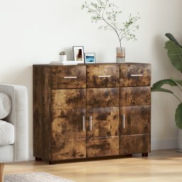 vidaXL Dressoir FLORIN 88,5 x 30,5 x 73 cm Gerookt eiken Bewerkt hout