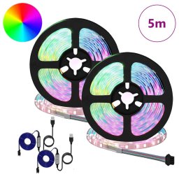 vidaXL LED-strip 2 st Zwart en transparant Koper en kunststof
