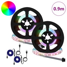 vidaXL LED-strip 2 st Zwart en transparant Koper en kunststof