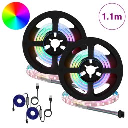 vidaXL LED-strip 2 st Zwart en transparant Koper en kunststof