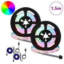 vidaXL LED-strip 2 st Zwart en transparant Koper en kunststof