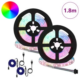 vidaXL LED-strip 2 st Zwart en transparant Koper en kunststof