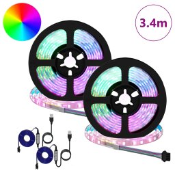 vidaXL LED-strip 2 st Zwart en transparant Koper en kunststof