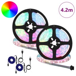 vidaXL LED-strip 2 st Zwart en transparant Koper en kunststof