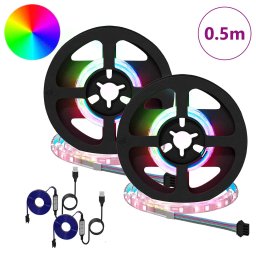 vidaXL LED-strip 2 st Zwart en transparant Koper en kunststof