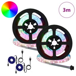 vidaXL LED-strip 2 st Zwart en transparant Koper en kunststof