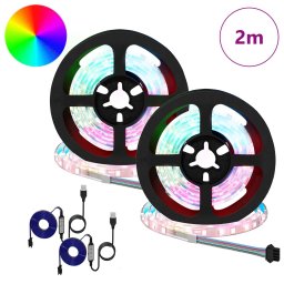 vidaXL LED-strip 2 st Zwart en transparant Koper en kunststof