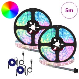 vidaXL LED-strip 2 st Zwart en transparant Koper en kunststof