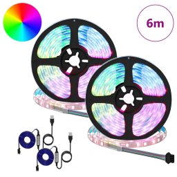 vidaXL LED-strip 2 st Zwart en transparant Koper en kunststof