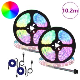 vidaXL LED-strip 2 st Zwart en transparant Koper en kunststof
