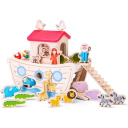 New Classic Toys - Houten Ark van Noach Speelset - Educatief Speelgoed met Vormenstoof - Inclusief 1