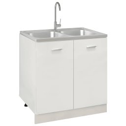 vidaXL Gootsteen met dubbele bak 800x600x155 mm roestvrij staal zilver