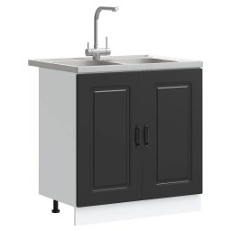 vidaXL Keukenkast Kalmar Zwart 80 x 46 x 81,5 cm Bewerkt hout