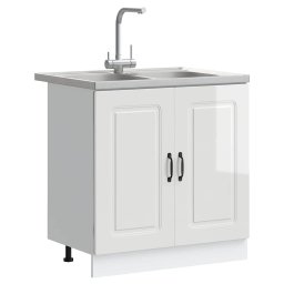 vidaXL Keukenkast Kalmar Glanzend Wit 80 x 46 x 81,5 cm Bewerkt hout