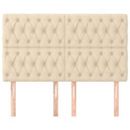 vidaXL Hoofdbord crème 160x7x118/128 cm stof