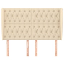 vidaXL Hoofdbord met randen 163x23x118/128 cm stof crèmekleurig