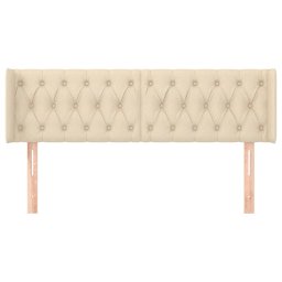 vidaXL Hoofdbord met randen 163x16x78/88 cm stof crèmekleurig