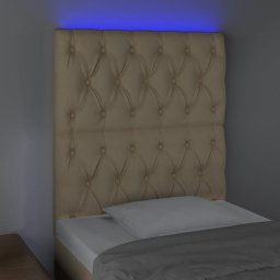 vidaXL Hoofdbord LED 80x7x118/128 cm stof crèmekleurig