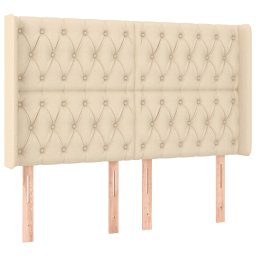 vidaXL Hoofdbord LED 163x16x118/128 cm stof crèmekleurig