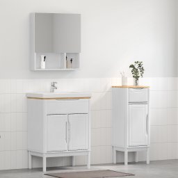 vidaXL Badkamermeubelset FLORO 2 st Wit Massief Vurenhout