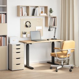 vidaXL Bureau Zwart en natuurlijk 120 x 60 cm Massief Eikenhout