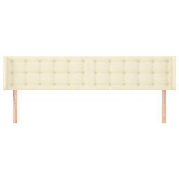 vidaXL Hoofdbord met randen 163x16x78/88 cm kunstleer crèmekleurig