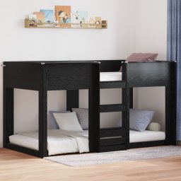 vidaXL Bunk Bed voor Kinderen Zwart Eiken 75 x 190 cm Bewerkt hout