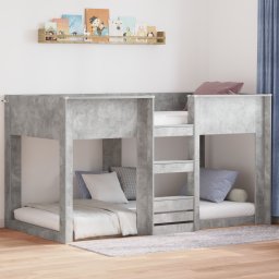 vidaXL Bunk Bed voor Kinderen Beton Grijs 75 x 190 cm Bewerkt hout