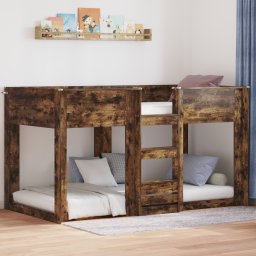 vidaXL Bunk Bed voor Kinderen Gerookt eiken 75 x 190 cm Bewerkt hout